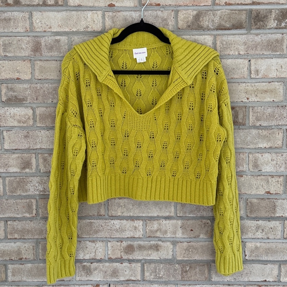 Find Me Now Cropped Green Sweater